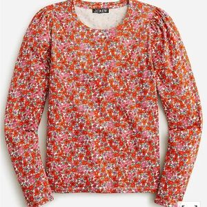 J-Crew High-neck puff-sleeve top in floral print X-S